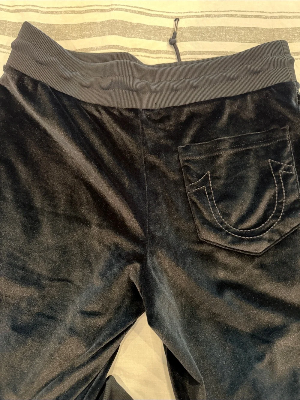 True Religion Black Velour Joggers with gray Logo size small men's